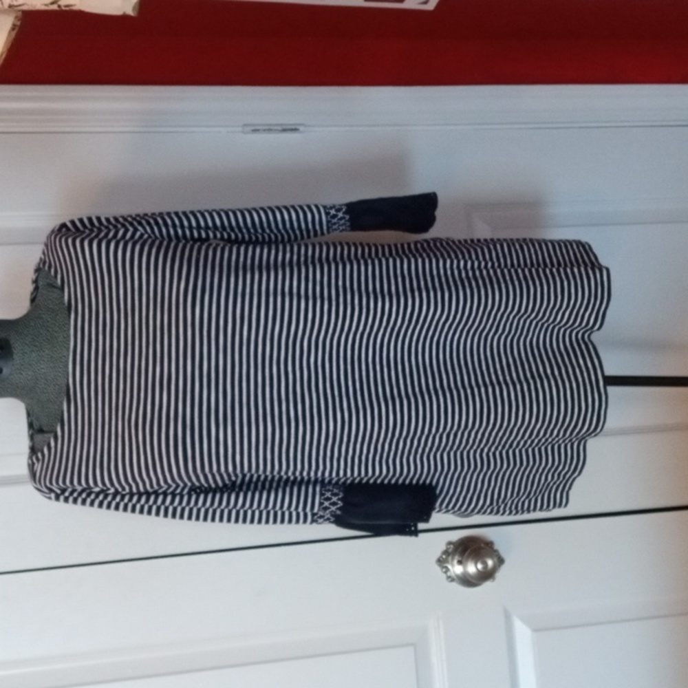 J. Jill Navy and White Striped Long Sleeve Tee